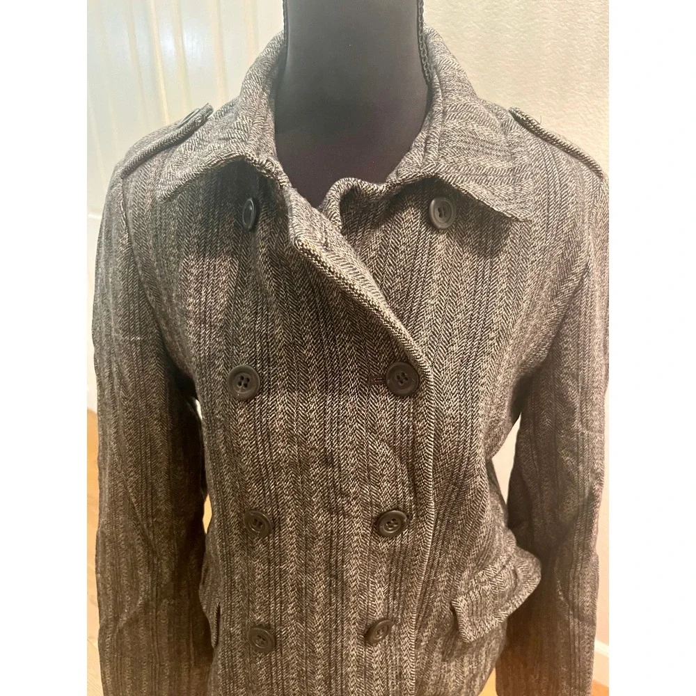 J Crew Wool Tweed Blazer Jacket Womens 8 Gray Excellent Herringbone Peacoat
